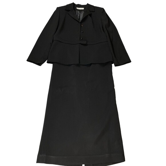 TAHARI ARTHUR S. LEVINE Long Skirt Business Suit Women’s 14 Black Vintage - Picture 3 of 16